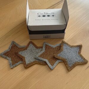 Department 56 Star Beaded Coasters - Gold and Silver